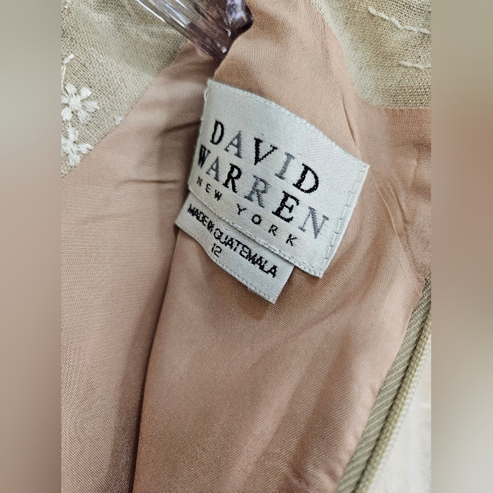 Elegant Tan Midi Dress with Floral Accents - Picture 8 of 12
